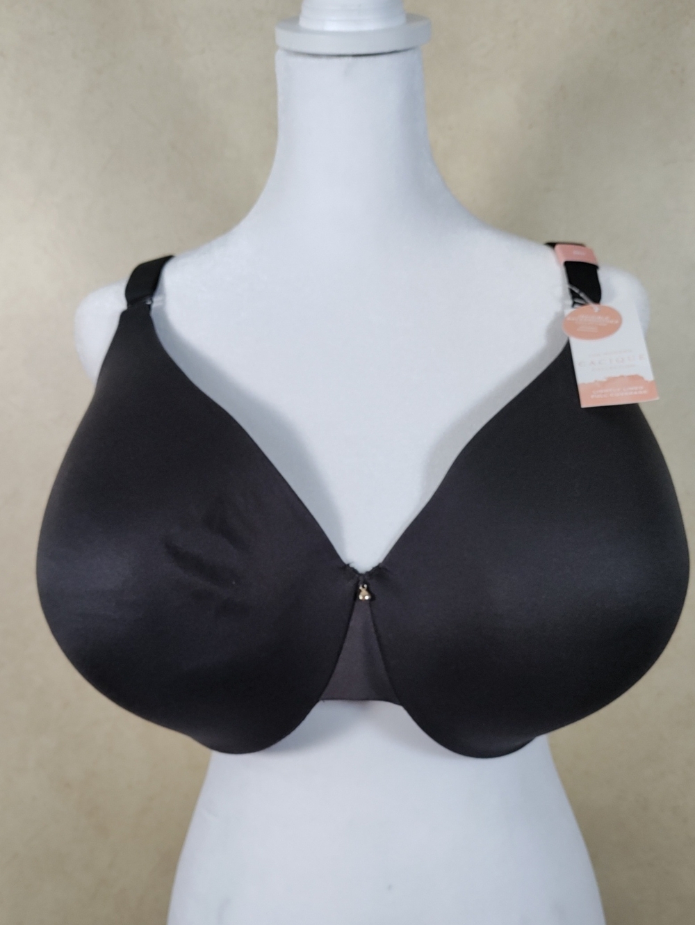 H192 Cacique Black Underwire Invisible Backsmoother Bra 38H NWT